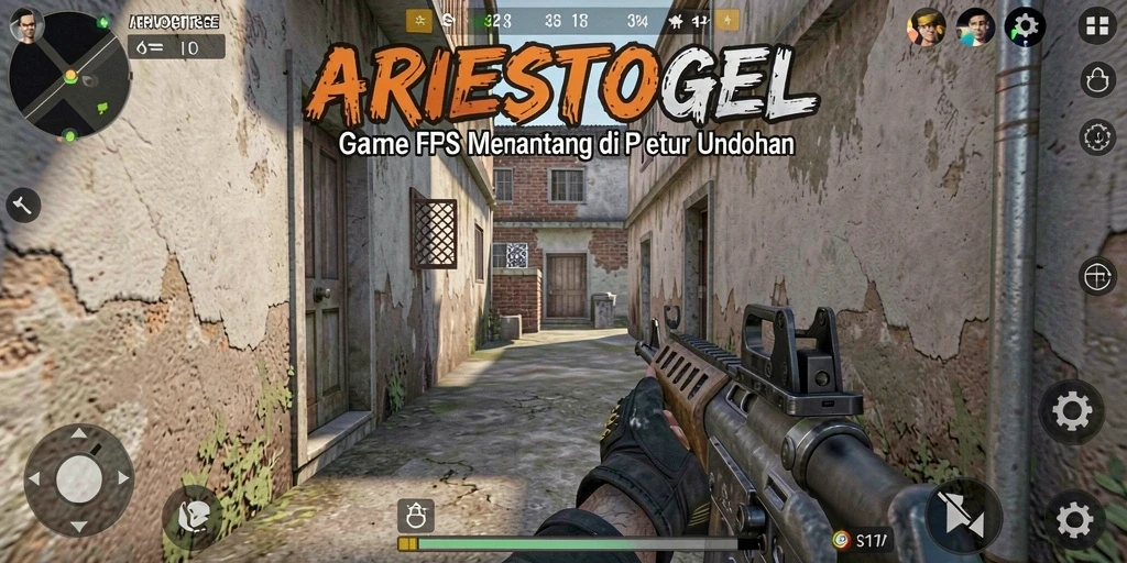 Tampilan gameplay ARIESTOGEL yang intens dalam pertempuran FPS.