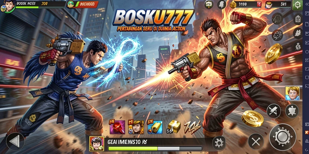 Screenshot aksi mendebarkan dari gameplay BOSKU777.