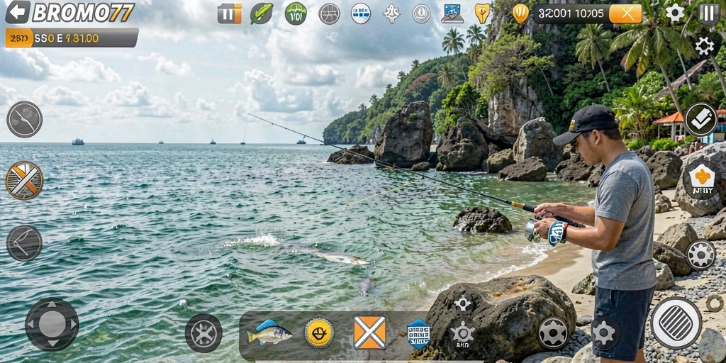 Gameplay Fishing seru di BROMO77 dengan tampilan indah.