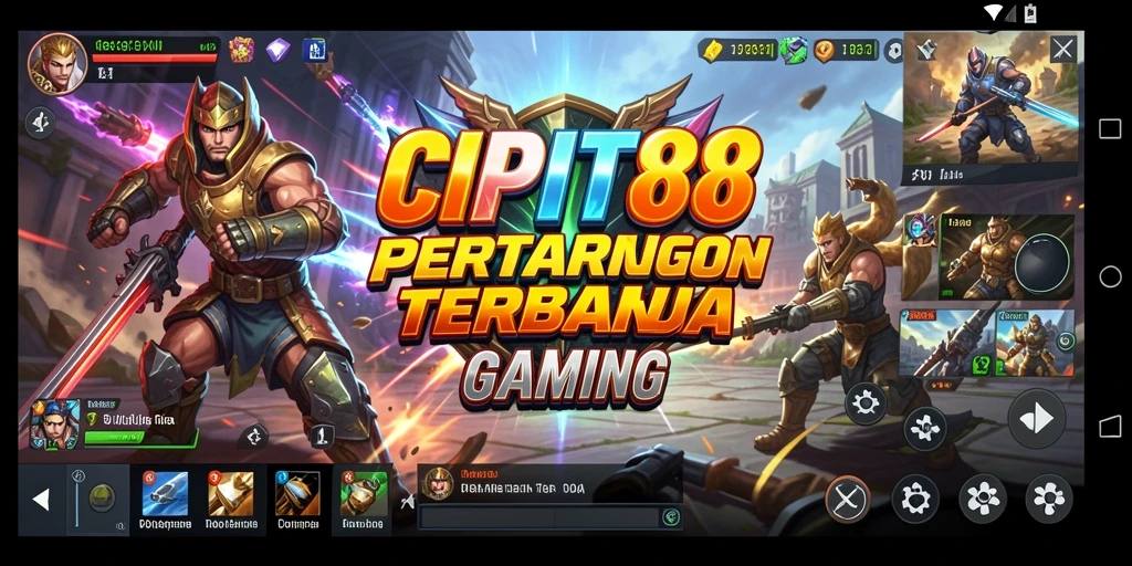 Tampilan utama gameplay CIPIT88 menunjukkan pertarungan epik dengan karakter unik.