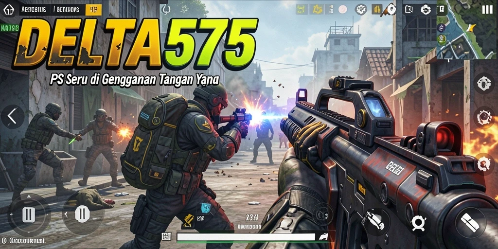 Tampilan eksplosif dari gameplay DELTA575 yang mendebarkan.