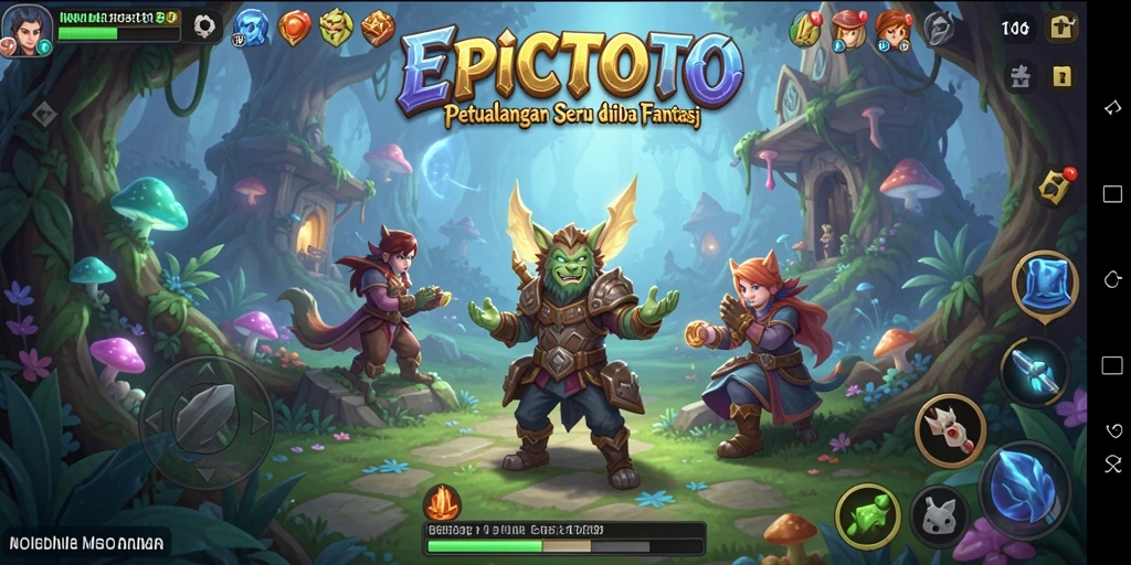 Tampilan gameplay EPICTOTO yang menampilkan petualangan seru di dunia fantasi.