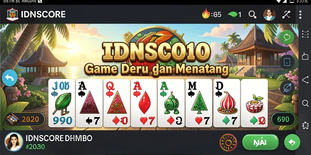 Tampilan permainan IDNSCORE yang penuh warna dan seru.