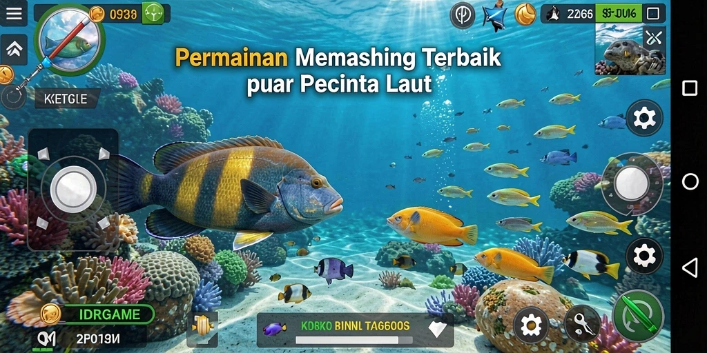 Tampilan gameplay IDRGAME dengan aksi memancing yang seru.