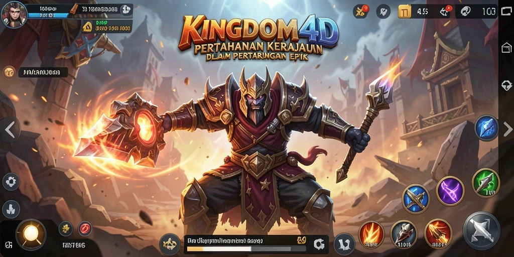 Tampilan gameplay menegangkan dari KINGDOM4D di Tower Defense.
