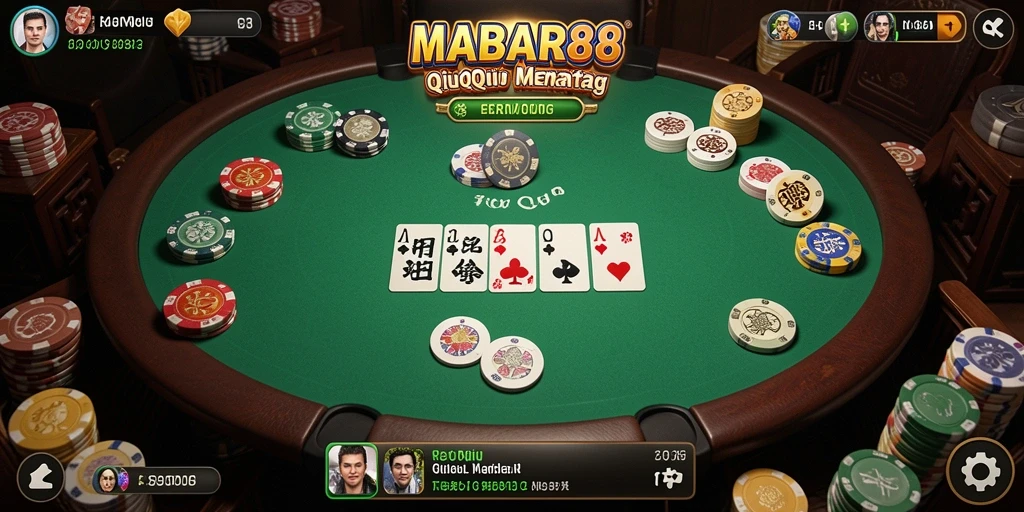 Tampilan gameplay seru dalam permainan QiuQiu MABAR88.