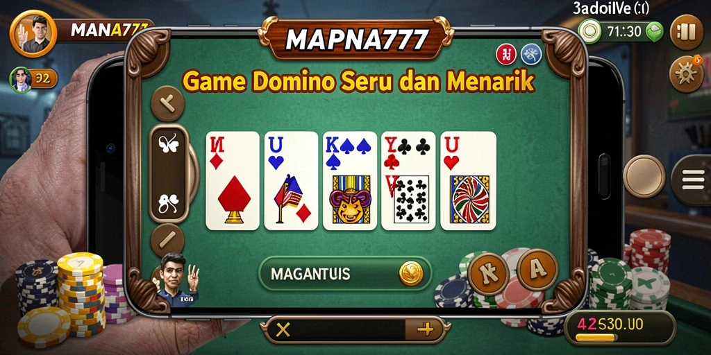 Screenshot gameplay MAPNA777 yang menampilkan keseruan bermain Domino.