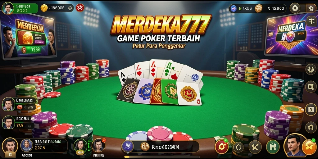 Tampilan gameplay Poker seru di MERDEKA777 dengan pemain yang aktif.