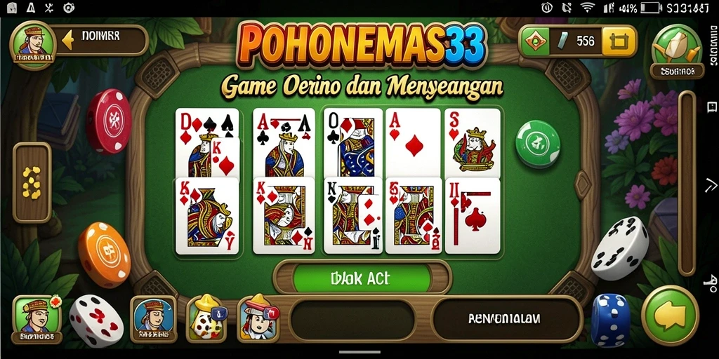 Screenshot gameplay seru dari POHONEMAS33 yang menunjukkan aksi domino.