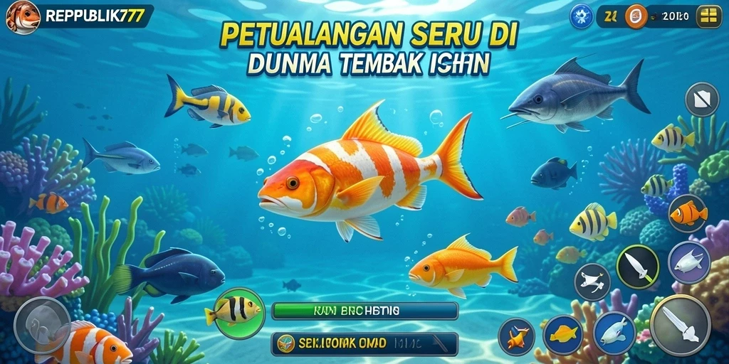 Gameplay menarik dalam REPUBLIK77 yang menampilkan petualangan Tembak Ikan.