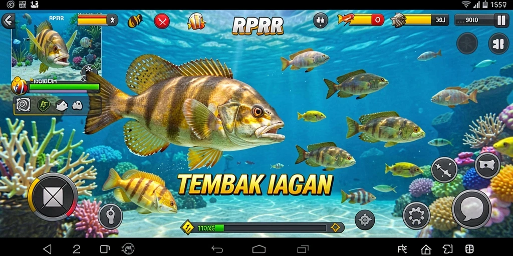 Screenshot utama RPRR menampilkan gameplay seru Tembak Ikan.