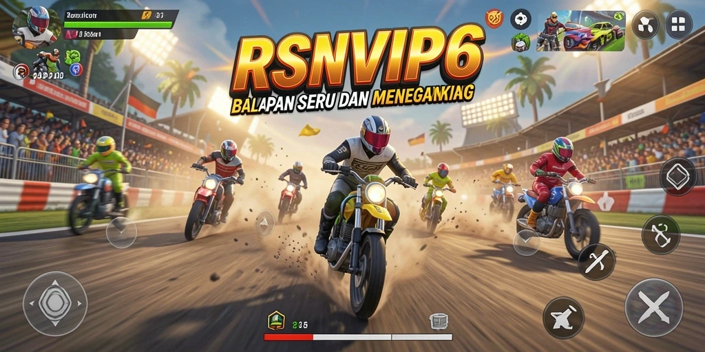 Tampilan seru gameplay RSNVIP6 dengan mobil balap mendebarkan.