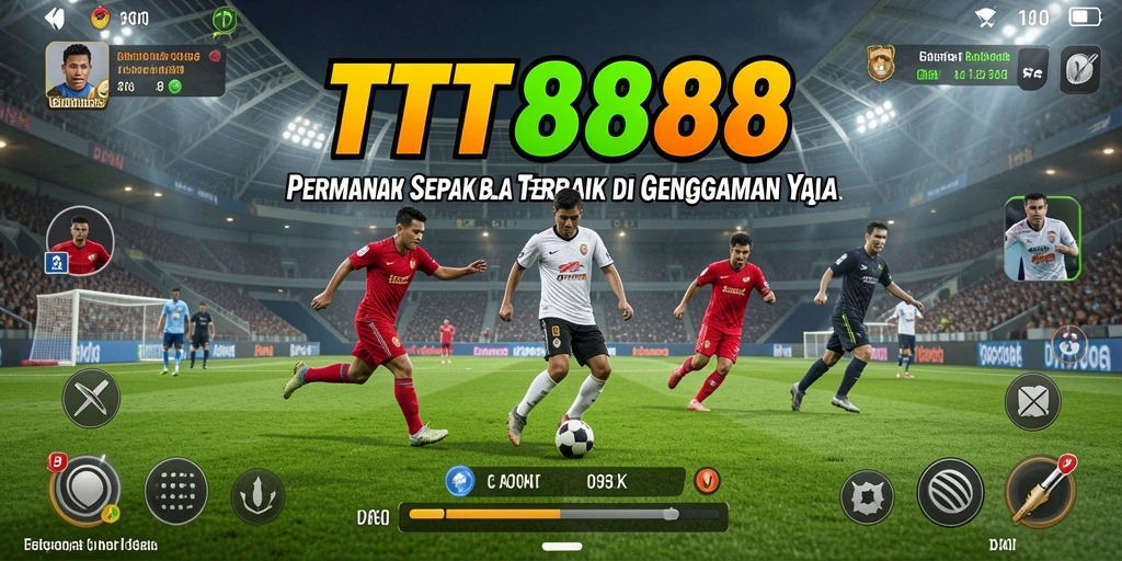 Screenshot TTT888 menunjukkan aksi seru di lapangan sepak bola.